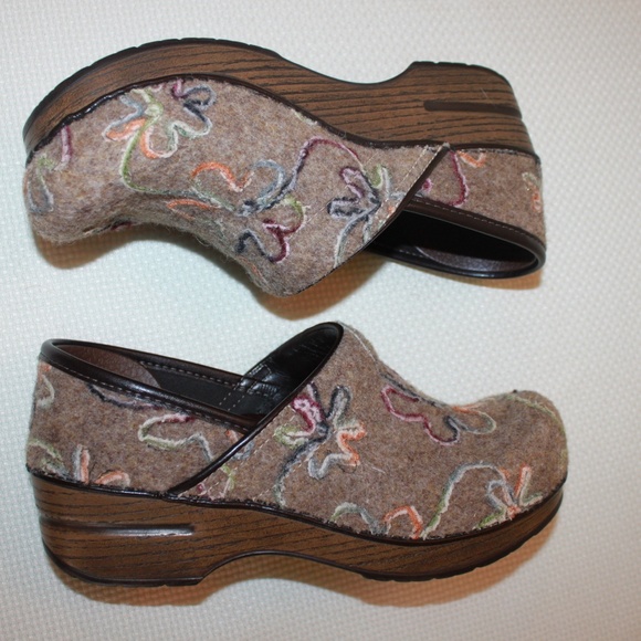 dansko floral felt clogs